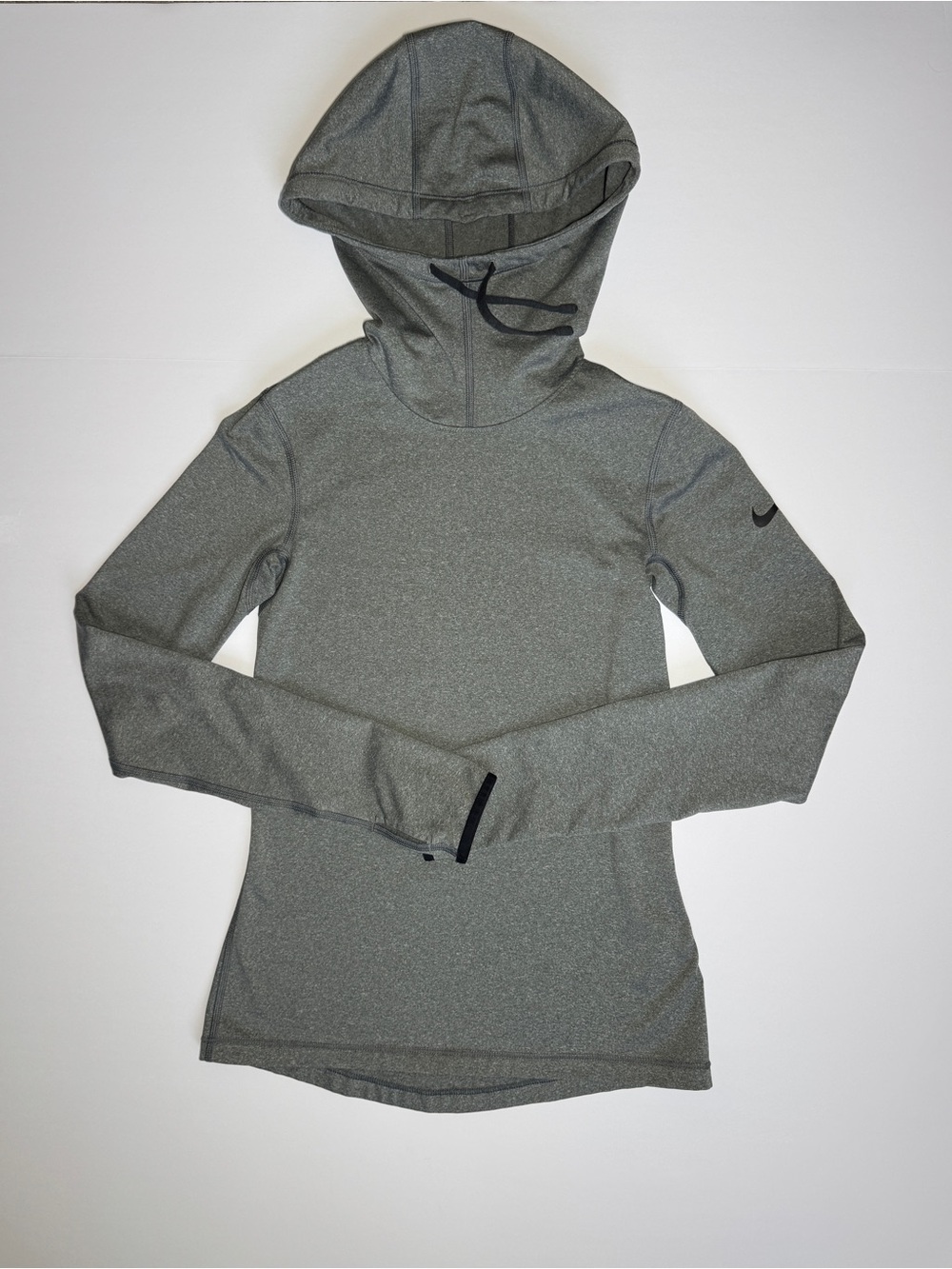 Nike Pro Women's Hyperwarm Gray Hooded Long-Sleeve Pullover